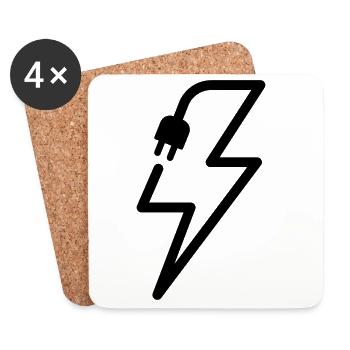 Electrician Lightning Plug Power Icon - Coasters (set of 4) - white - Front