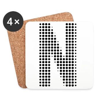 Buchstabe N – Punktmuster Initial Design - Untersetzer (4er-Set) - Weiß - Vorne