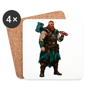Wikinger Krieger - Untersetzer (4er-Set) - Weiß - Vorne