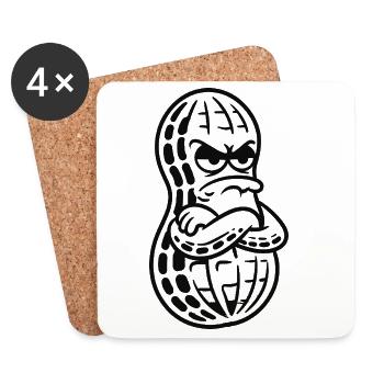 Humour de snacks aux noix en colère et en colère - Dessous de verre (lot de 4) - blanc - Devant