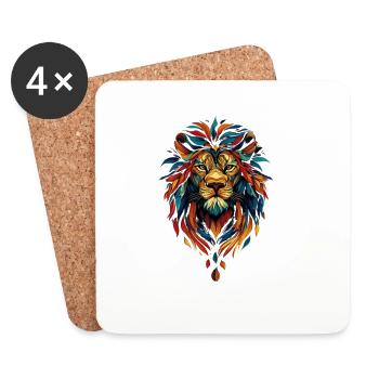Colorful lion head - Coasters (set of 4) - white - Front