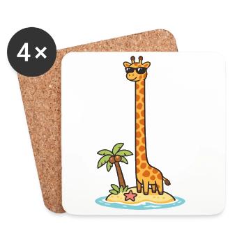 Girafe avec lunettes de soleil sur l’île - Dessous de verre (lot de 4) - blanc - Devant