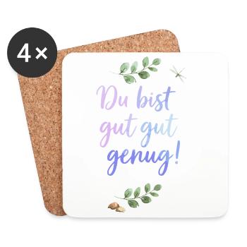 Du bist gut genug - Selbstliebe Spruch  - Untersetzer (4er-Set) - Weiß - Vorne