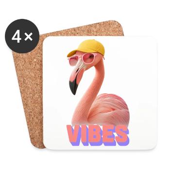 Cool « VIBES » Flamingo - Dessous de verre (lot de 4) - blanc - Devant