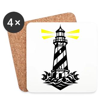 Icône de la Côte du Phare - Dessous de verre (lot de 4) - blanc - Devant