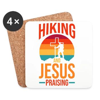 Hiking Mountain Trail Backpacking Outdoors Poaching - Coasters (set of 4) - white - Front