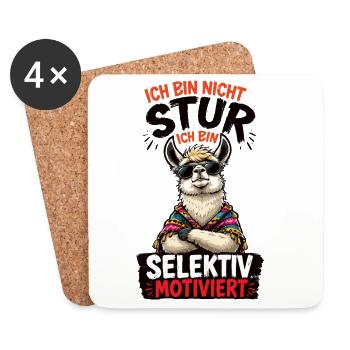 Selektiv Motiviert Lama Shirt - Untersetzer (4er-Set) - Weiß - Vorne