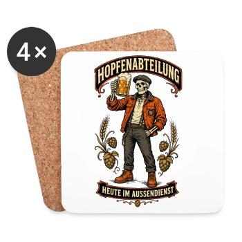 Hopfenabteilung Aussendienst Shirt - Untersetzer (4er-Set) - Weiß - Vorne