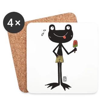 Grenouille avec glace - Dessous de verre (lot de 4) - blanc - Devant