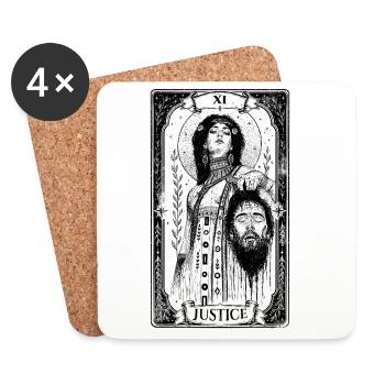 Justice – Judith & Holofernes Tarot Card Sticker - Coasters (set of 4) - white - Front