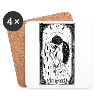 The Lovers – Le Baiser Gothic Tarot Card - Dessous de verre (lot de 4) - blanc - Devant