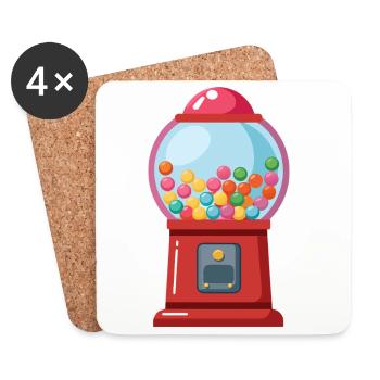 Machine à boules de chewing-gum - Dessous de verre (lot de 4) - blanc - Devant