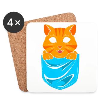Chat tigré - Dessous de verre (lot de 4) - blanc - Devant