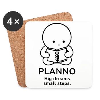 Plan – Grands Rêves | Motivation des petits pas - Dessous de verre (lot de 4) - blanc - Devant