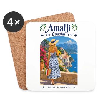 Amalfi Coastal Vue: Robe estivale - Dessous de verre (lot de 4) - blanc - Devant