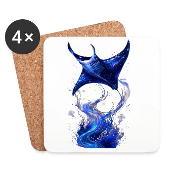 Kosmisch-Blaue Astral-Manta - Untersetzer (4er-Set) - Weiß - Vorne