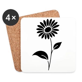 Abstrakte Blumen Silhouette Sommermotiv - Untersetzer (4er-Set) - Weiß - Vorne