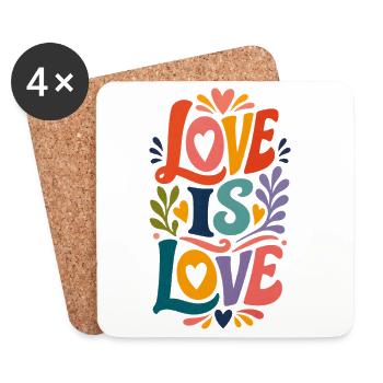 Love Is Love Vintage 70s Pride Motiv CSD Parade - Untersetzer (4er-Set) - Weiß - Vorne