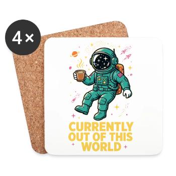 Astronaut mit Kaffee im Weltall - Untersetzer (4er-Set) - Weiß - Vorne