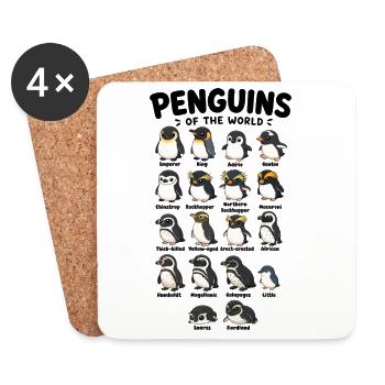 Niedliche Pinguine Arten der Welt süßes Pinguin - Untersetzer (4er-Set) - Weiß - Vorne