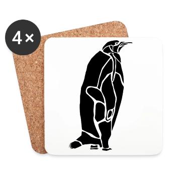Black Graphic Penguin – Geometrisches Porträt - Untersetzer (4er-Set) - Weiß - Vorne