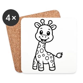 Cute Giraffe Kids Animal Motif - Coasters (set of 4) - white - Front