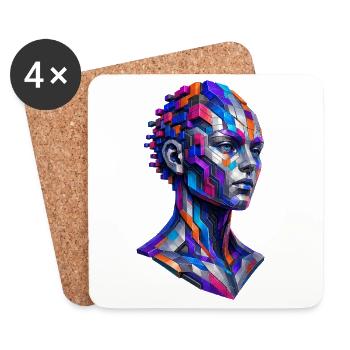 Mosaic Portrait Farbrausch - Coasters (set of 4) - white - Front