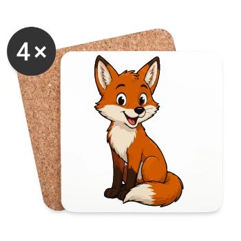 Cuddly Fox Cartoon - Coasters (set of 4) - white - Front
