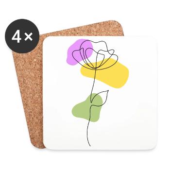 Lineart flower with pastel shapes - Coasters (set of 4) - white - Front