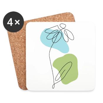 Lineart Daisies with Pastel Shapes - Coasters (set of 4) - white - Front