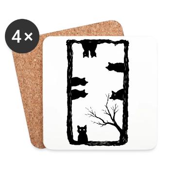 Cat Lover Gothic Art - Coasters (set of 4) - white - Front