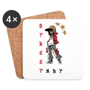 Street Art Hip Hop Rap Girl Urban Streetwear - Coasters (set of 4) - white - Front