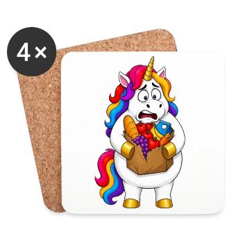 Clumsy Unicorn Grocery Bag Disaster - Coasters (set of 4) - white - Front