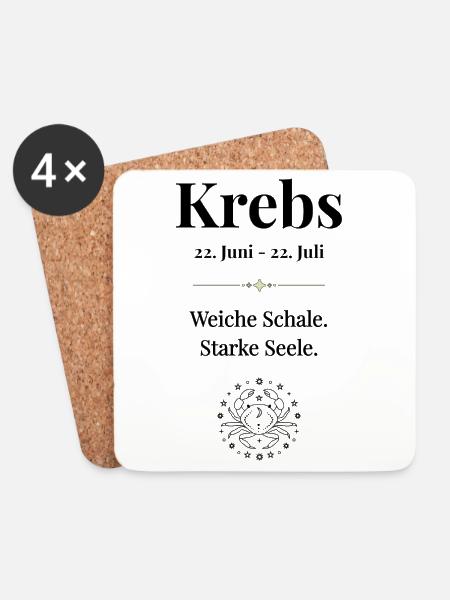 Sternzeichen Krebs - Untersetzer (4er-Set) - Weiß