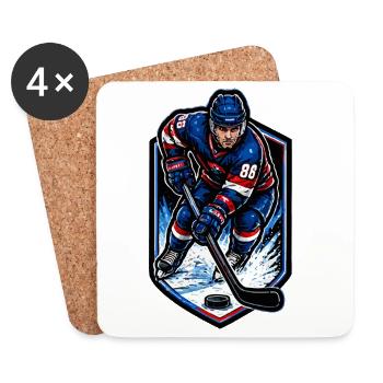 Eisjäger 86 – Hockey-Action - Untersetzer (4er-Set) - Weiß - Vorne