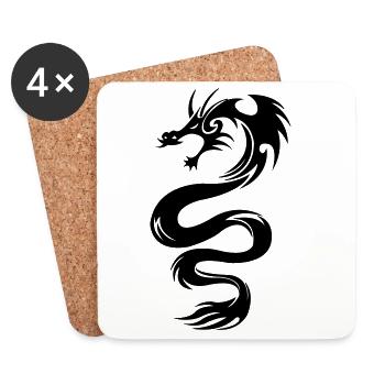 Drache - Untersetzer (4er-Set) - Weiß - Vorne