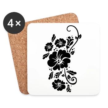 floral flower blumen sommer - Dessous de verre (lot de 4) - blanc - Devant