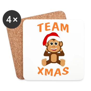 L’équipe de chimpanzés Xmas pour les équipages de service - Dessous de verre (lot de 4) - blanc - Devant