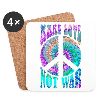 Retro Flower Power Peace - Make Love Not War 2 - Untersetzer (4er-Set) - Weiß - Vorne