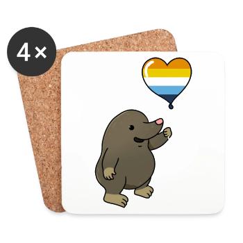 Maulwurf Herzballon Aroace Pride - Untersetzer (4er-Set) - Weiß - Vorne