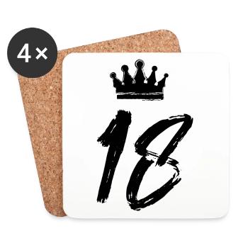 18 Zahl Krone - Untersetzer (4er-Set) - Weiß - Vorne