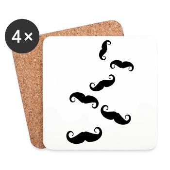 Symbole de la moustache - Dessous de verre (lot de 4) - blanc - Devant