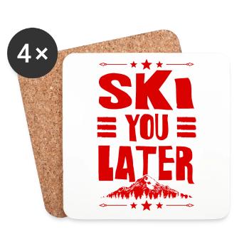 Ski Skiing - Coasters (set of 4) - white - Front