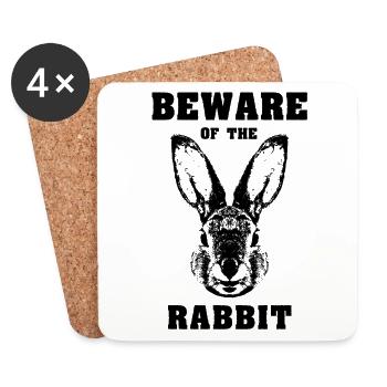 Vorsicht Achtung Hase Kaninchen - Untersetzer (4er-Set) - Weiß - Vorne
