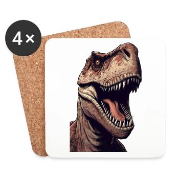 T-Rex - Untersetzer (4er-Set) - Weiß - Vorne