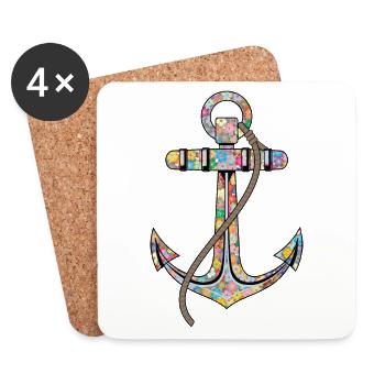 Anchor for women captain on the boat while sailing - Coasters (set of 4) - white - Front