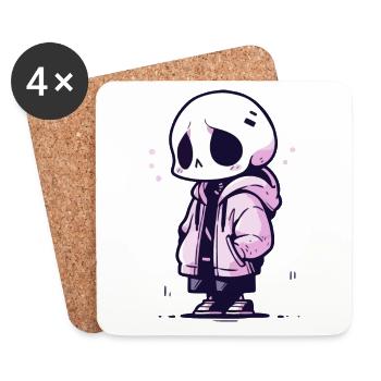 Cute Halloween Skeleton - Cute Spooky Design - Coasters (set of 4) - white - Front