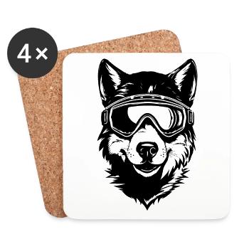 Ski Wolf - Untersetzer (4er-Set) - Weiß - Vorne