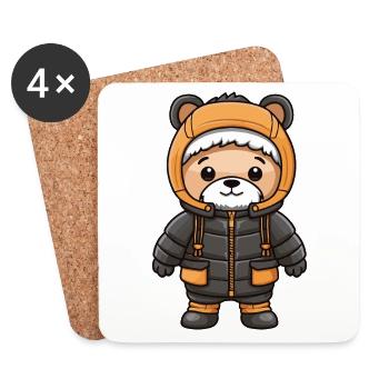 Bear Winter Comic - Coasters (set of 4) - white - Front