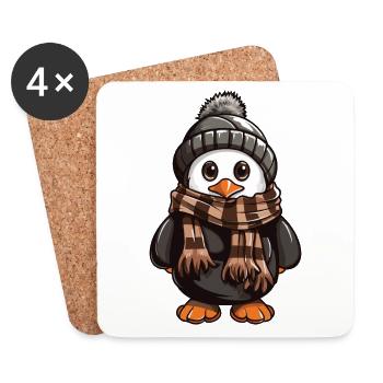 Pinguin Niedlich Winter Comic - Untersetzer (4er-Set) - Weiß - Vorne